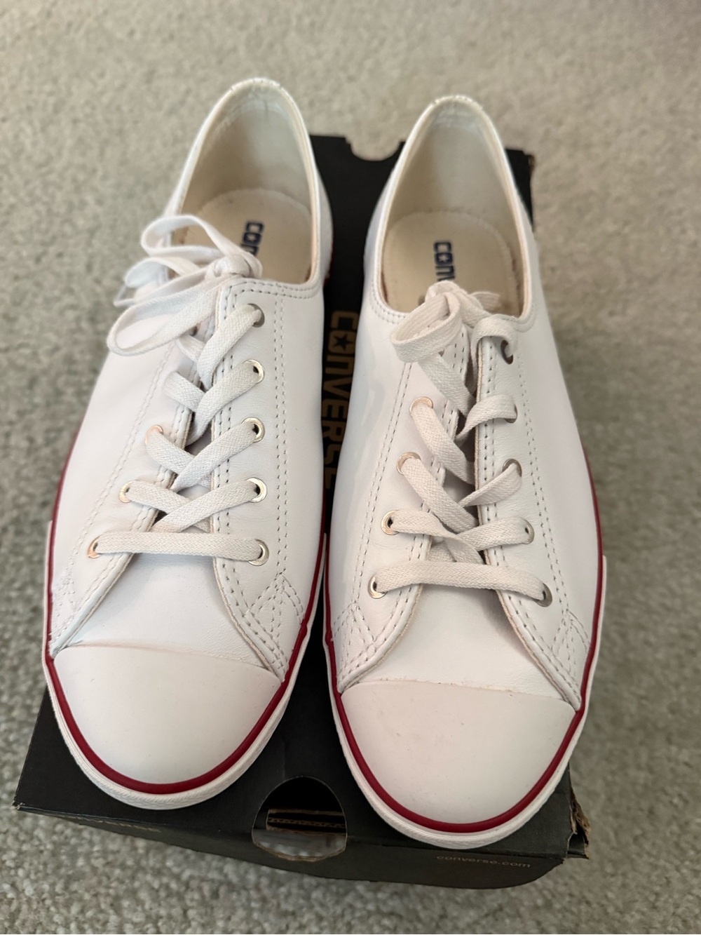 Converse white leather shoes
